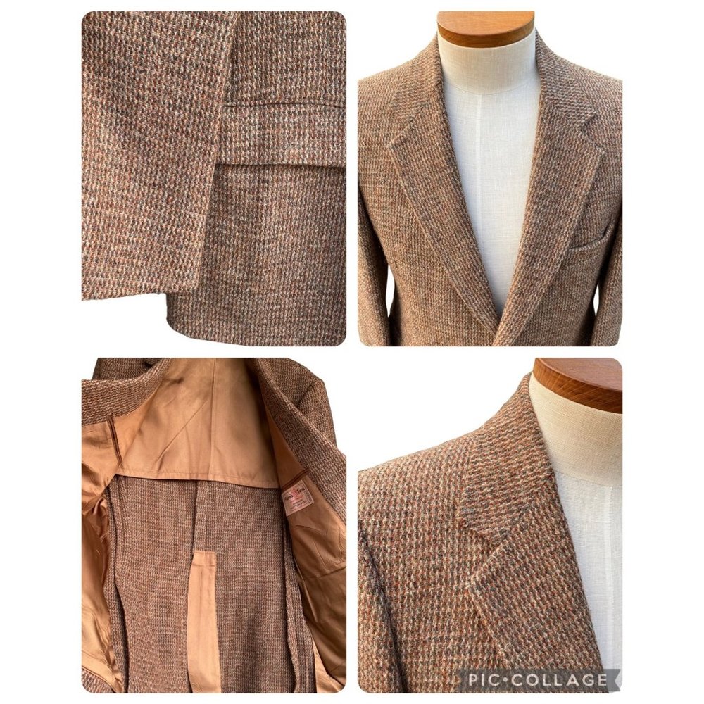 Harris Tweed Men's Scottish Wool Blazer Jacket Size 40  Brown 2 Button Vintage - Picture 6 of 16